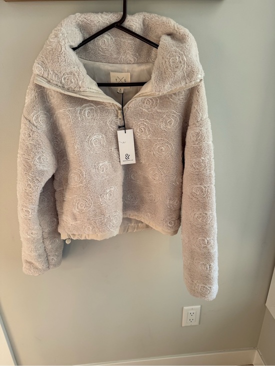 Thread & Supply Sweaters - Thread & Supply Cream Textured Faux-Sherpa Half-Zip Pullover